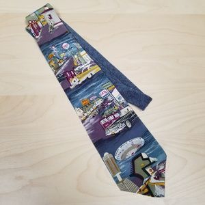 Vintage Novelty Tie Past Futuristic UFO John Henry